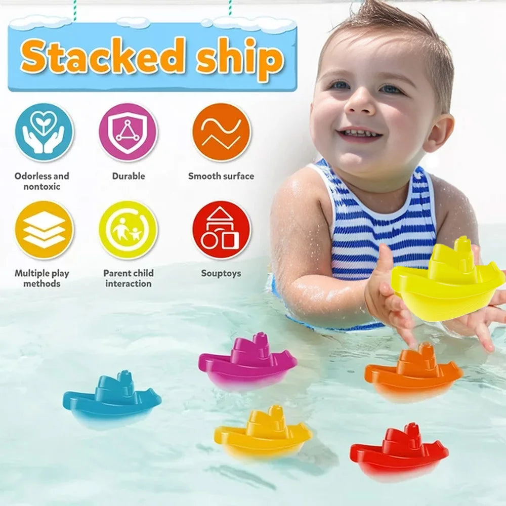 Bateau arc-en-ciel à empiler – Tour à gobelets pliable pour l'éveil