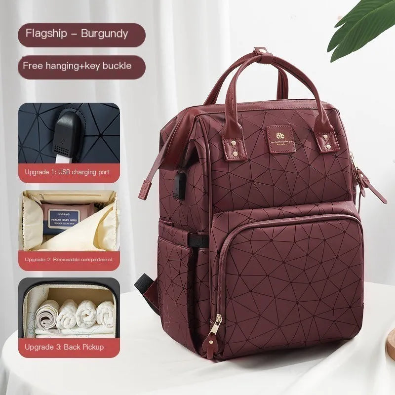 Sac à dos à langer – Grand sac imperméable pour maman avec port USB