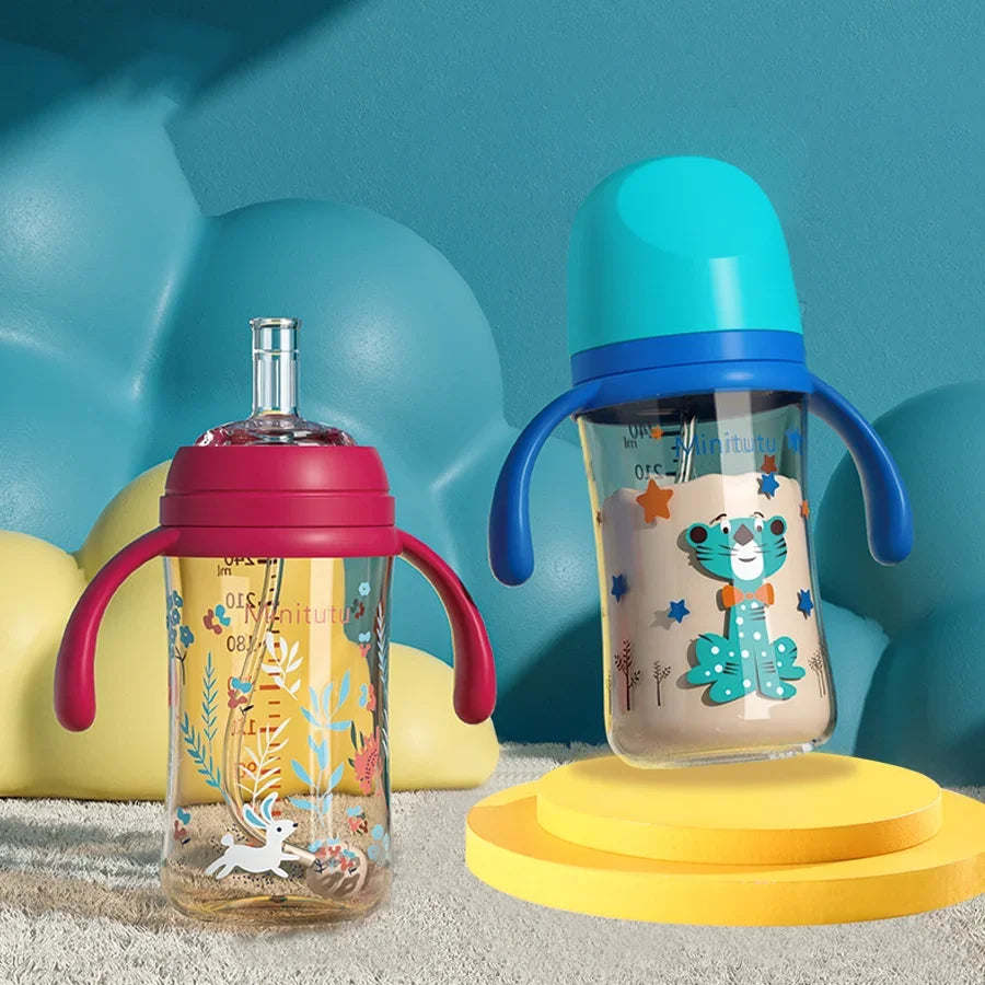 Kit d'alimentation pour nouveau-né (240 ml) – Biberon, tasse à bec et tétine, en PP et silicone sûrs