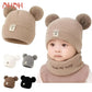 Ensemble d'hiver mignon pour bébé : bonnet et écharpe en laine avec oreilles d'ours.
