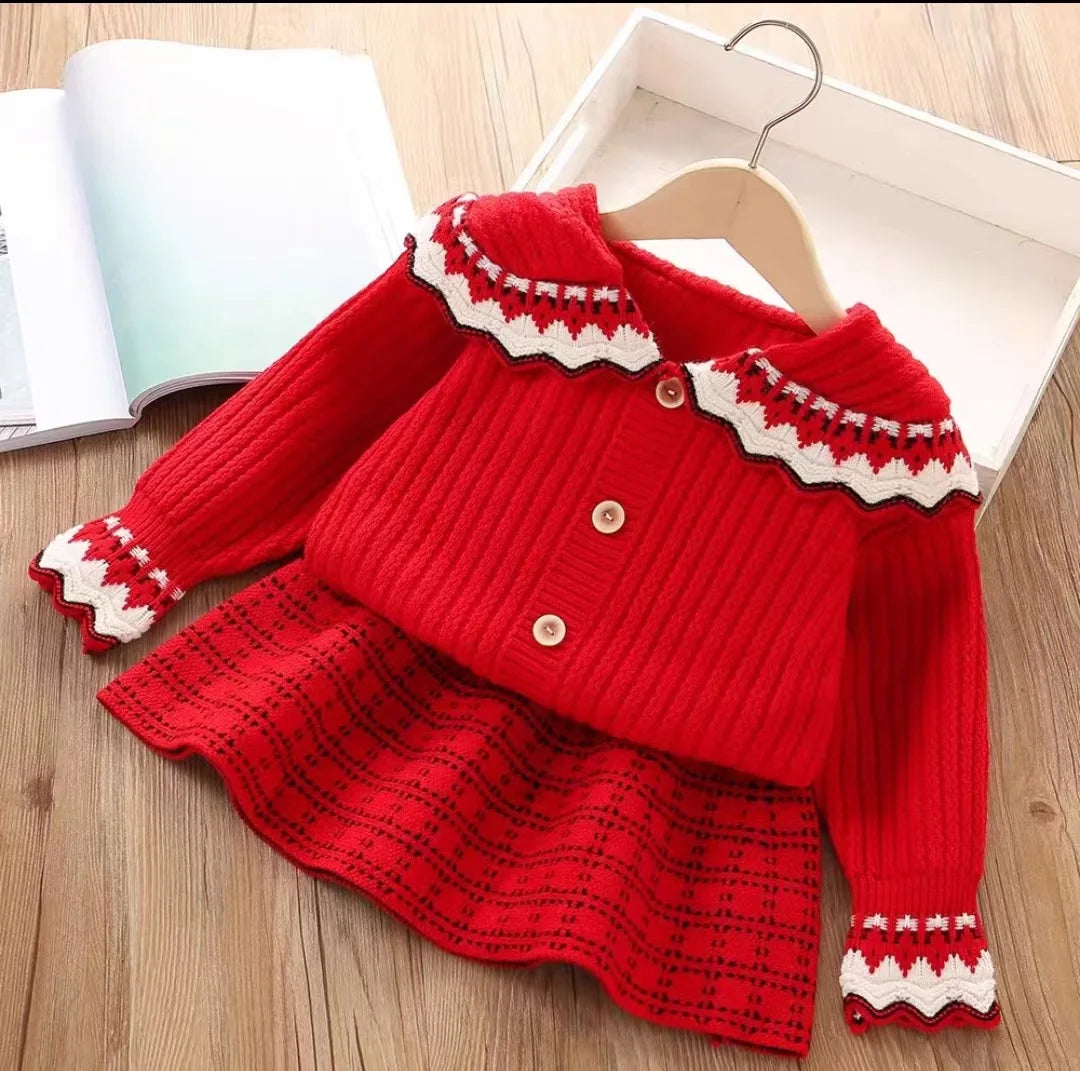 Christmas Knit Outfit for Baby Girls