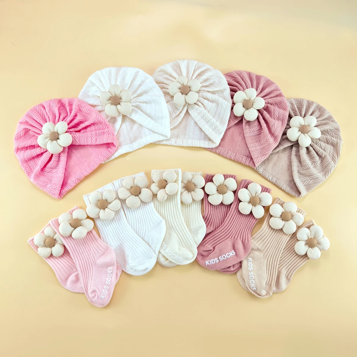 Soft Newborn Baby Hat and Anti-Slip Socks Set