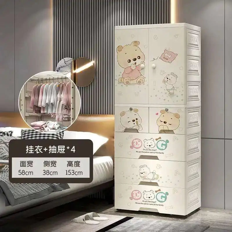 Armoire bébé en plastique – Armoire de rangement à motifs pour filles