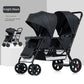 Poussette double multifonctionnelle pour jumeaux – Poussette double légère et pliable, à quatre roues