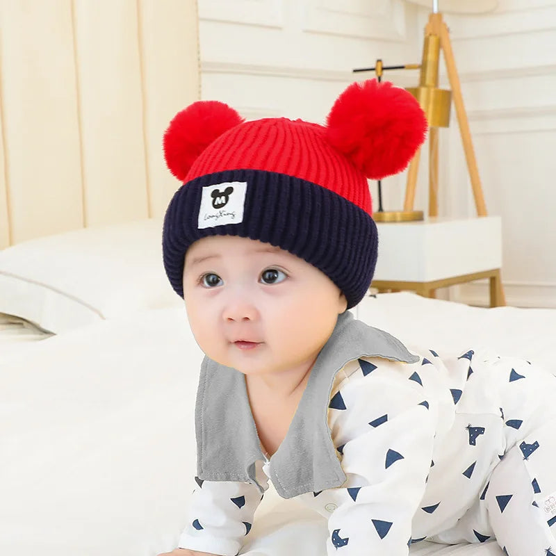 Ensemble bonnet et écharpe tricotés Bébé Ours – Bonnet d'hiver chaud pour garçons et filles