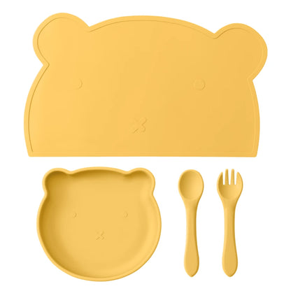 Baby Tableware Set – BPA-Free Silicone Plate, Utensils & Mat
