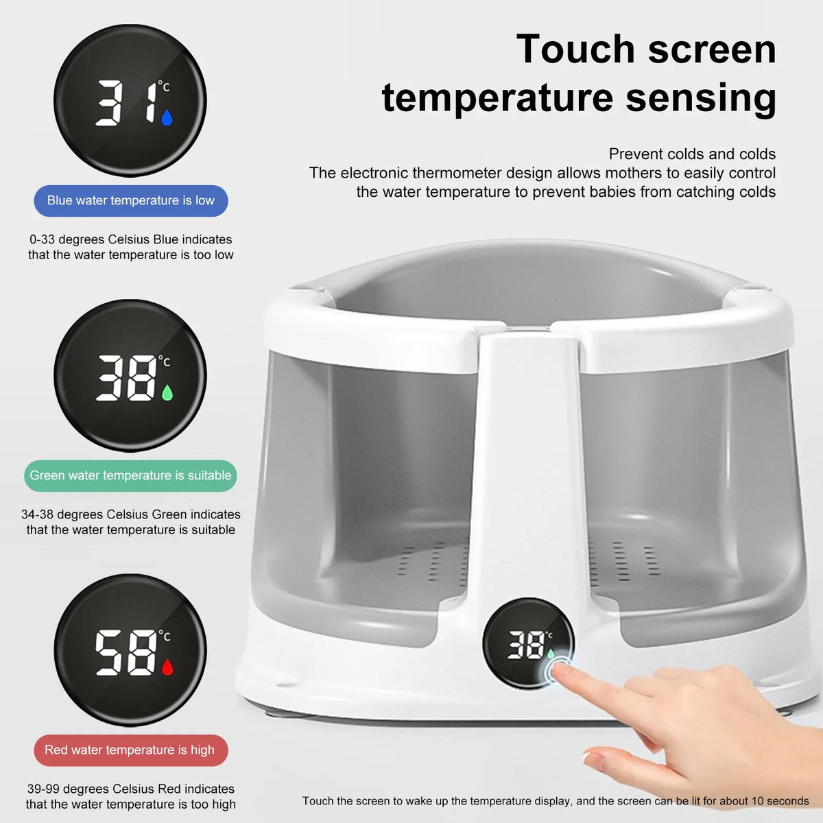 Baby Bath Seat – Sit-Up Chair with Temperature Sensor