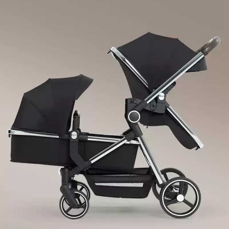 Poussette double 2025 – Poussette double de haute qualité avec garantie d'un an