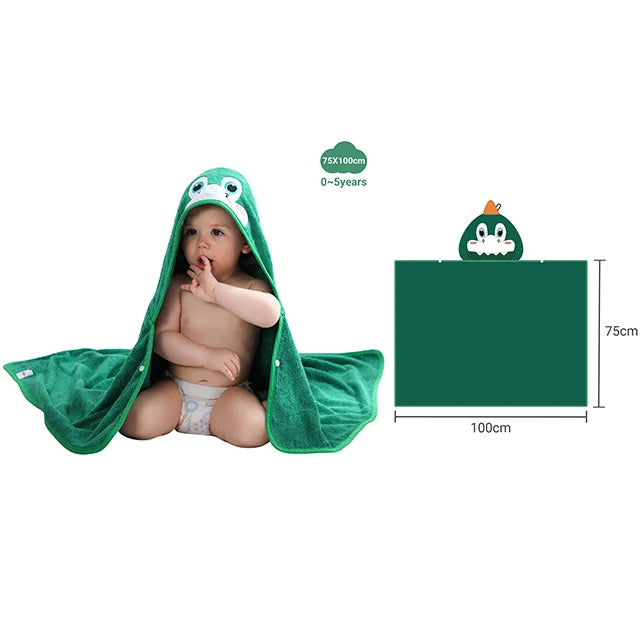 Serviette de bain à capuche Lion mignon – Peignoir de bain doux en bambou pour enfants