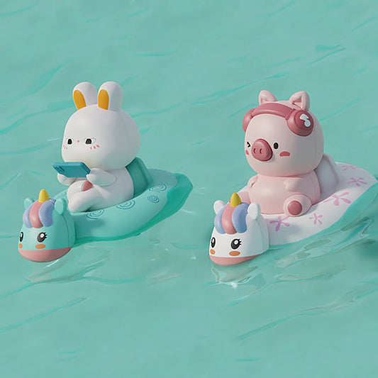 Toddler Bath Toy – Rabbit & Pig Rowing Water Play Set