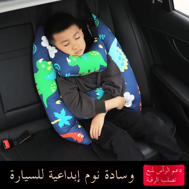 Cuion Kids Car Headrest Pillow | Neck & Sleep Support | Soft Wool Filling | Long Travel