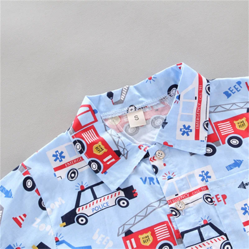 2PCS Baby Summer Set – Random Car Print Shirt & Shorts