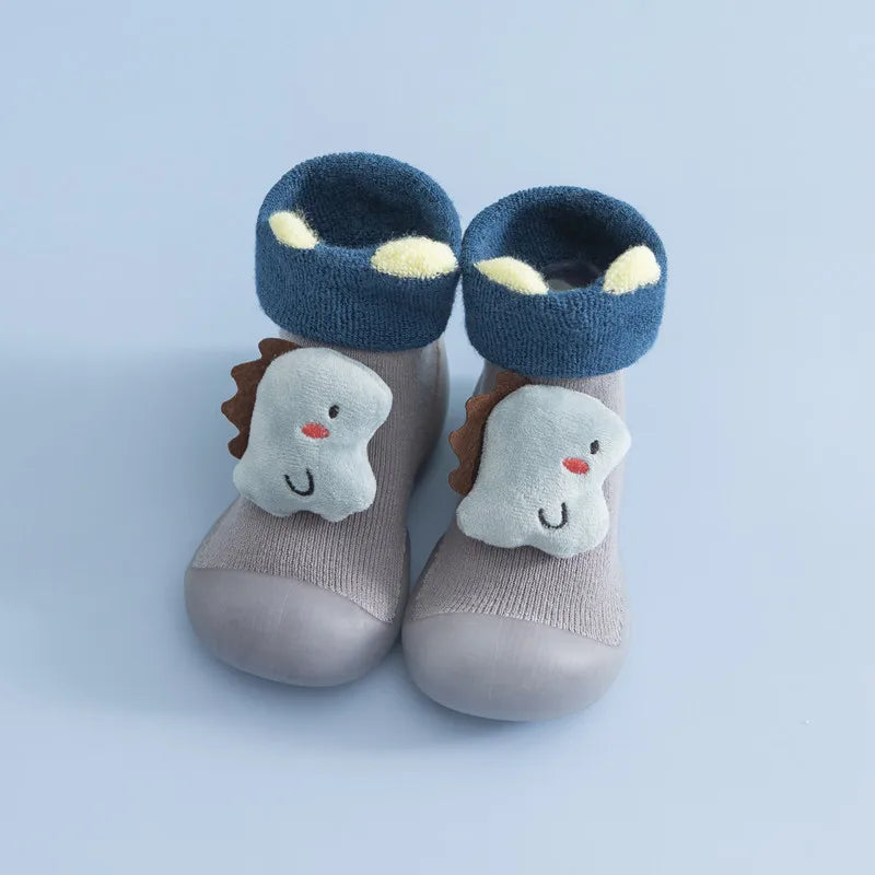 Chaussettes et chaussures d'intérieur pour bébés et tout-petits, motif oreilles de poupée en éponge, à semelle souple.