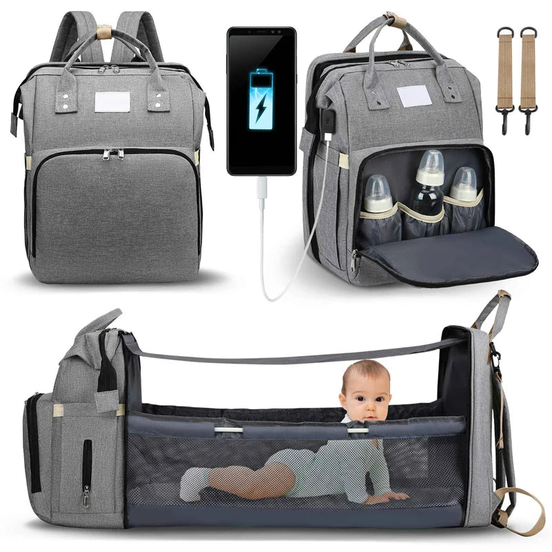 Sac à main tendance pour maman avec lit bébé pliable