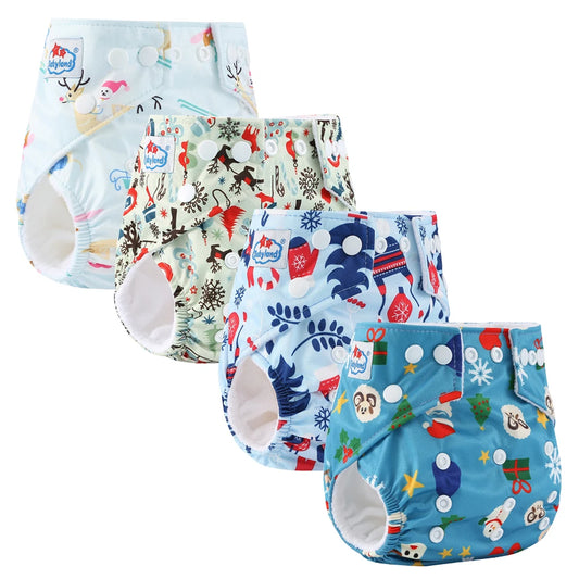 Babyland Reusable Cloth Diapers – 4-Pack Waterproof & Eco-Friendly for Sensitive Skin