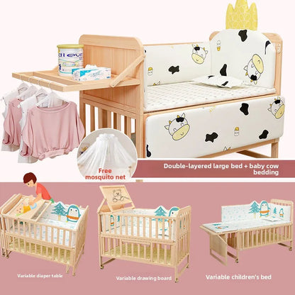 Convertible Baby Bed – Solid Wood & Adjustable Cradle