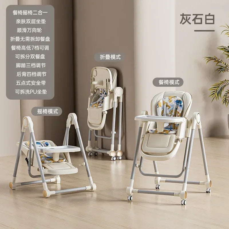 Chaise haute multifonctionnelle pour l'alimentation et le bercement des bébés