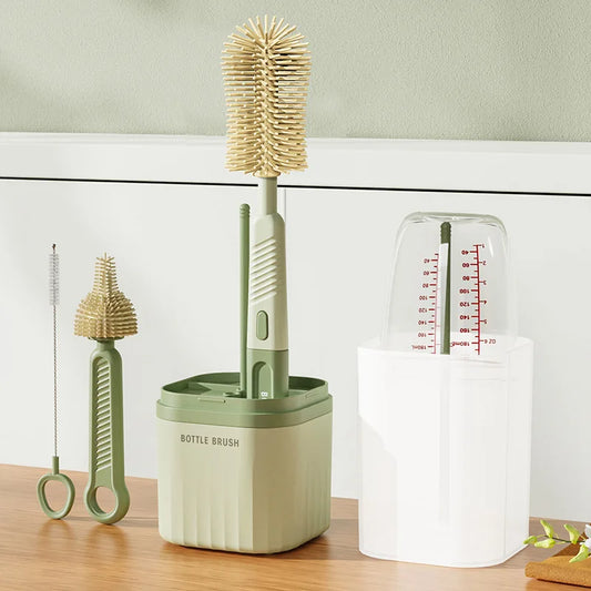 Portable Silicone Baby Bottle Brushes | Detachable Set with Storage Box