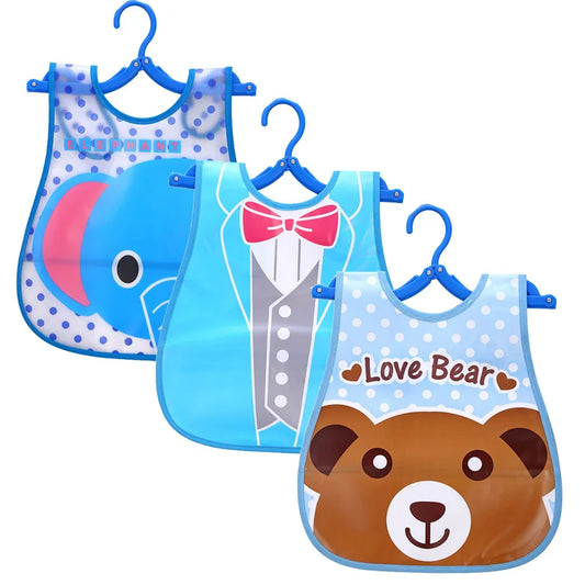 3PCS Waterproof Cartoon Baby Feeding Bib Set