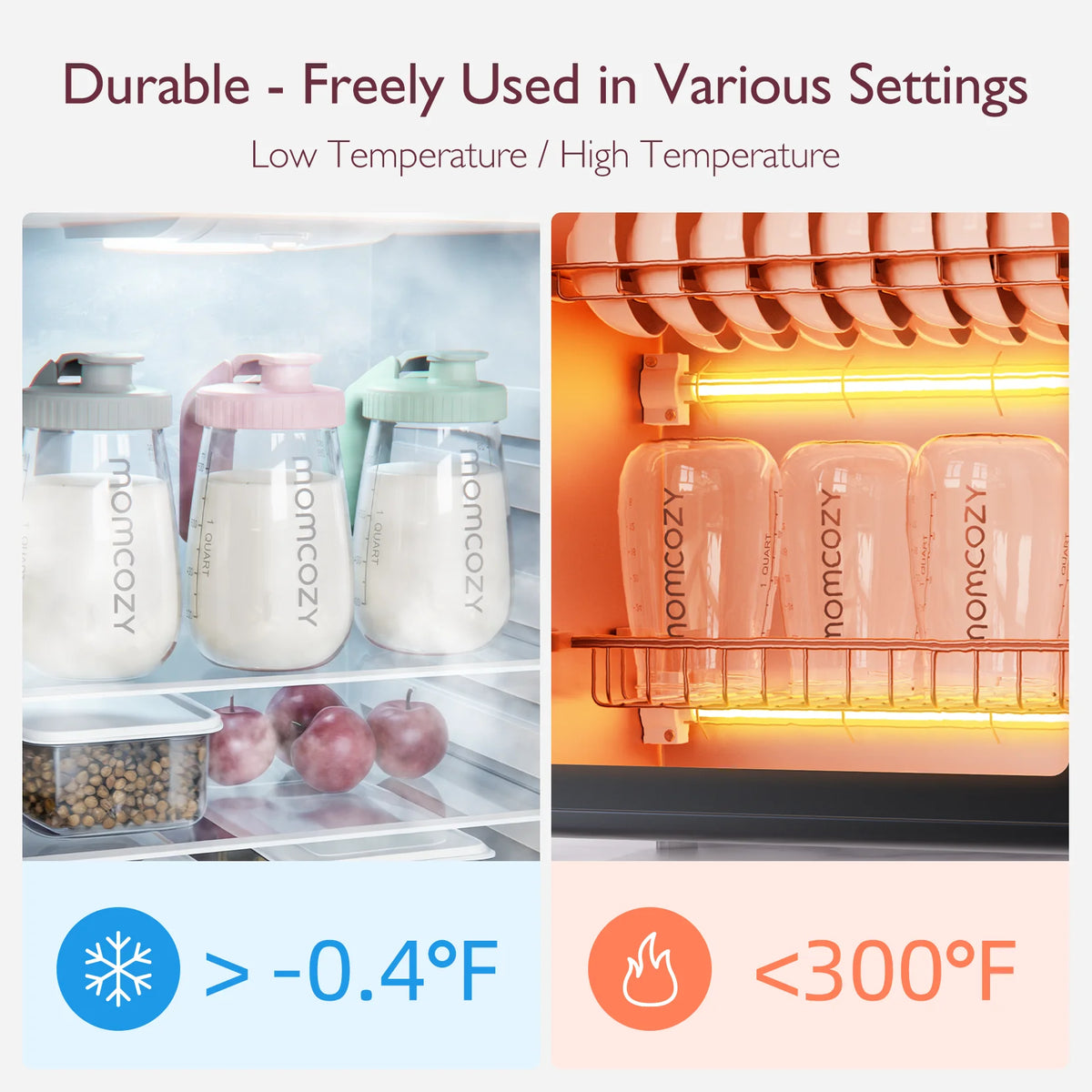Momcozy Breastmilk Pitcher – Leak-Proof Glass Storage, Temp-Resistant, Fast Formula Prep