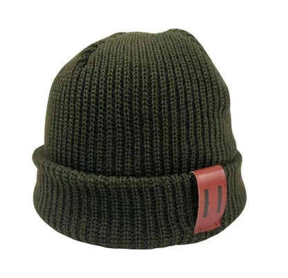Baby Knit Hat with Leather Label Winter Family Beanie