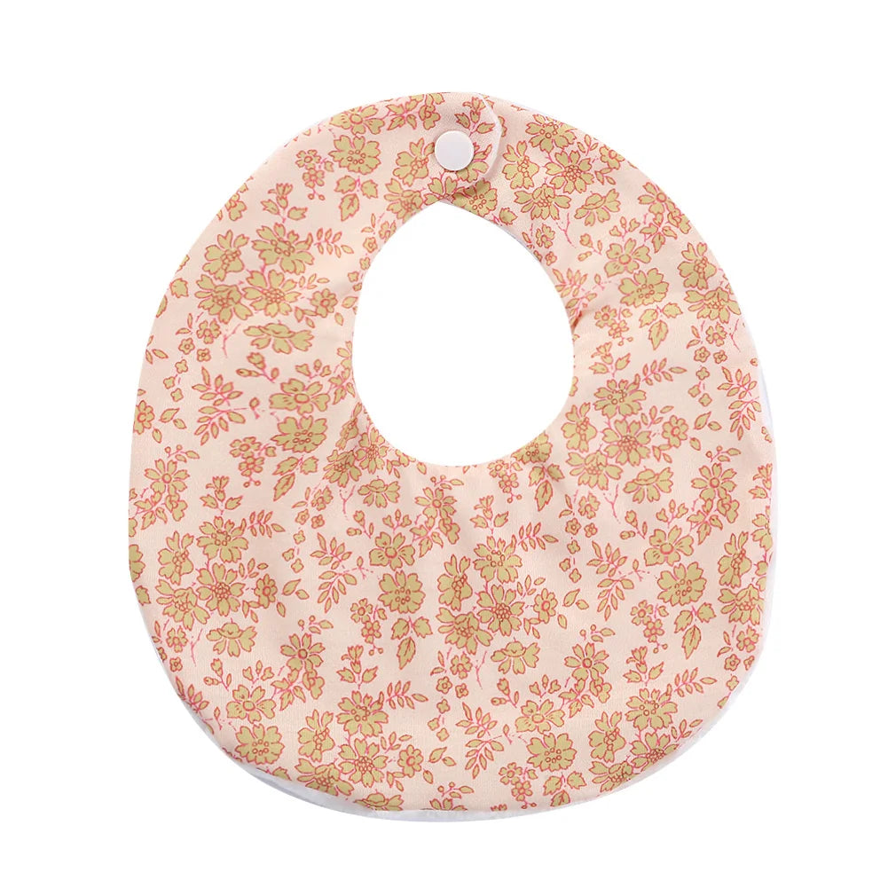 Flower Print Cotton Baby Bib – Adjustable Snap Bandana