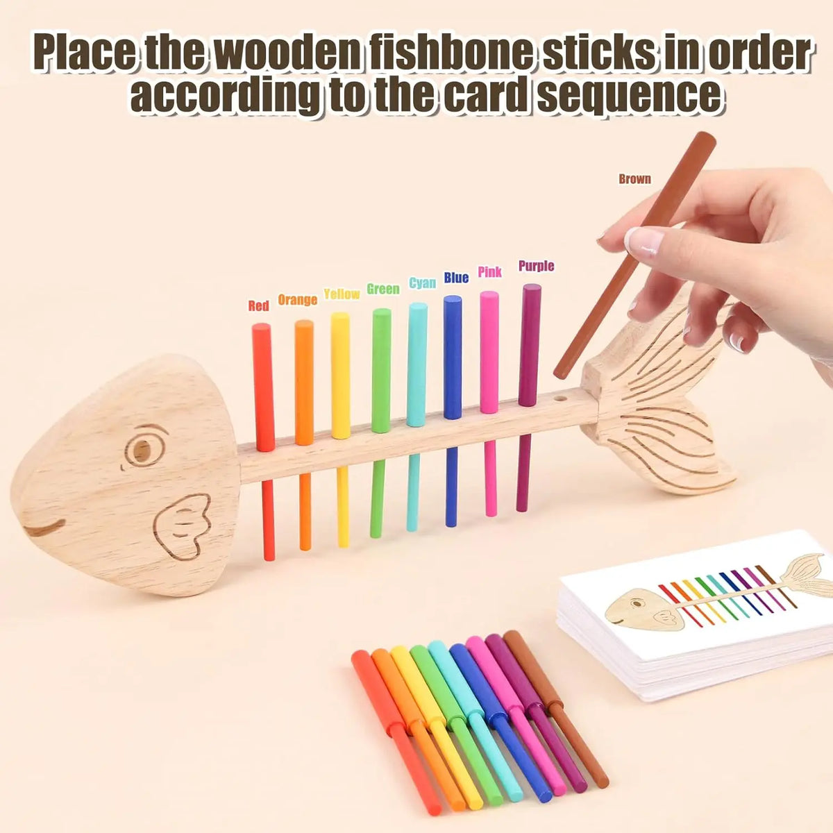 Montessori Fish Bone Puzzle – Color & Sensory Matching Toy