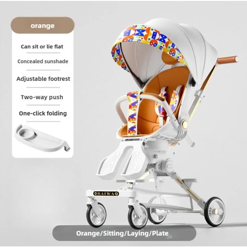 New 4-Wheel Baby Stroller – Lightweight, Foldable & Shock-Absorbing