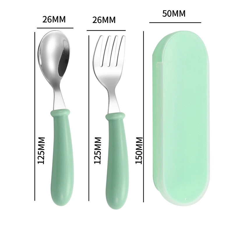 Accessoires essentiels pour l'alimentation de bébé – Couverts en acier inoxydable au design de poupée adorable