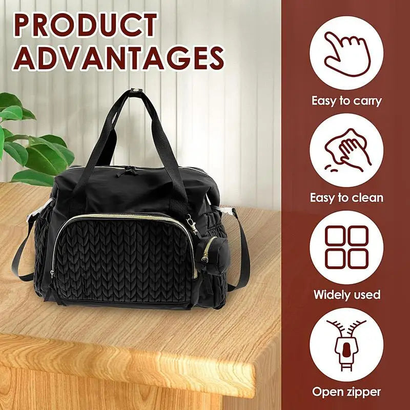 Grand sac à langer fourre-tout pour maman – Avec étui à tétine et accessoires de voyage