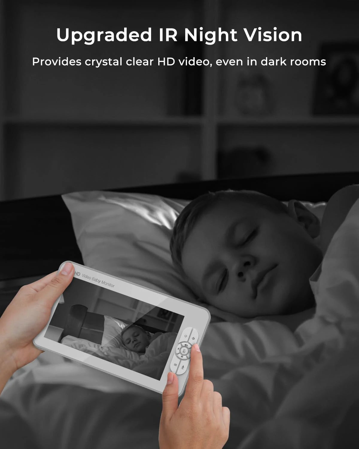 Babyphone double caméra 7 pouces – Écran partagé, PTZ, vision nocturne automatique