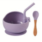 Ensemble de cuisine pour bébé – Bol en silicone avec cuillère et paille