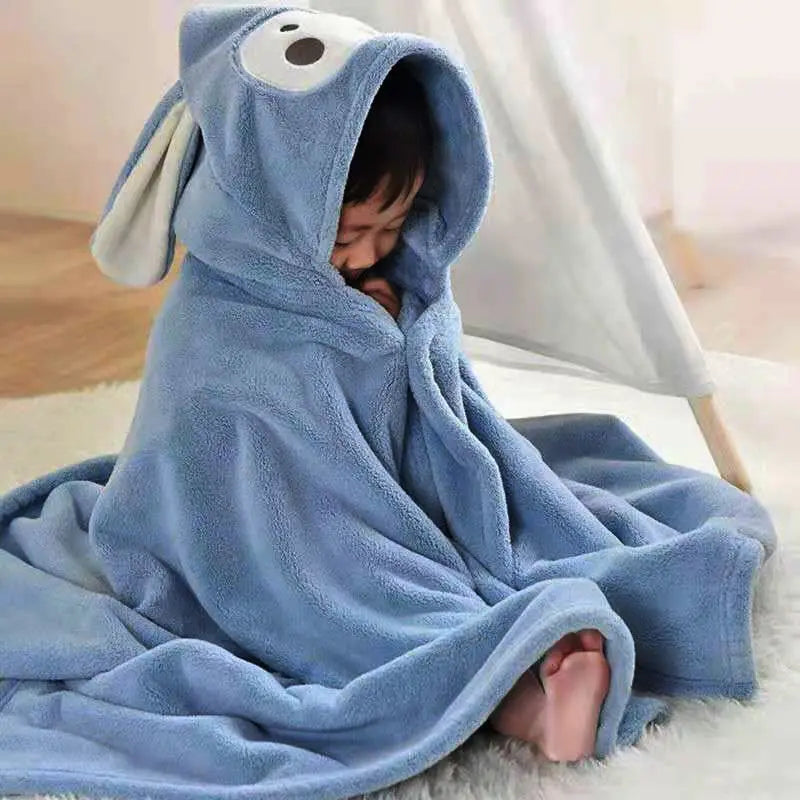 Thickened Baby Hooded Bath Towel – Soft Cotton Cloak & Wearable Blanket