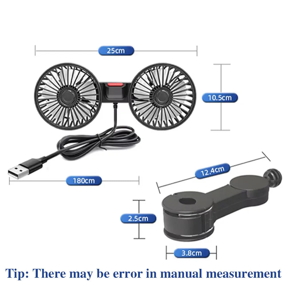 Car Back Seat Fan – 5-Blade Summer Cooling USB Fan