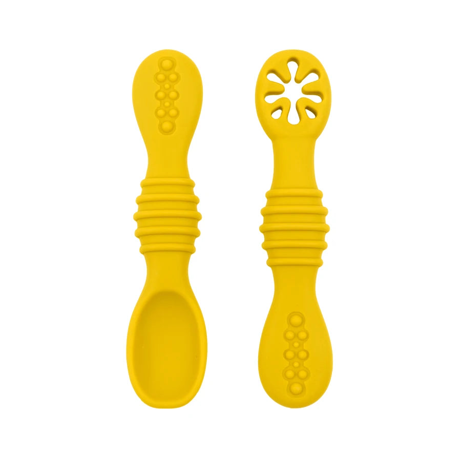 Ensemble de 2 cuillères et fourchettes en silicone pour bébé – Couverts d'apprentissage souples