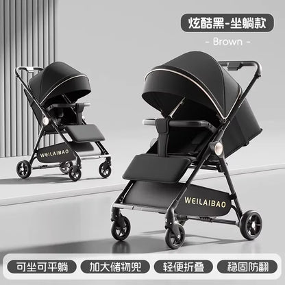 Poussette enfant pliable et légère 2025 – Poussette de voyage portable position assise et allongée