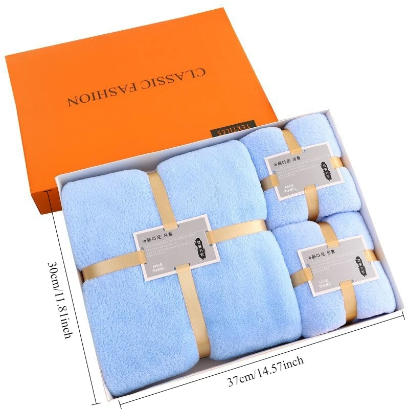 Coral Fleece 3-Piece Bath Towel Gift Set – Souvenir & Event Box