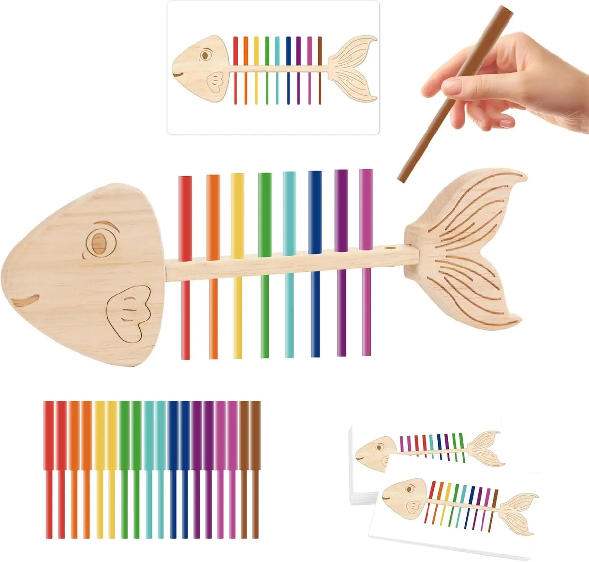 Montessori Fish Bone Puzzle – Color & Sensory Matching Toy