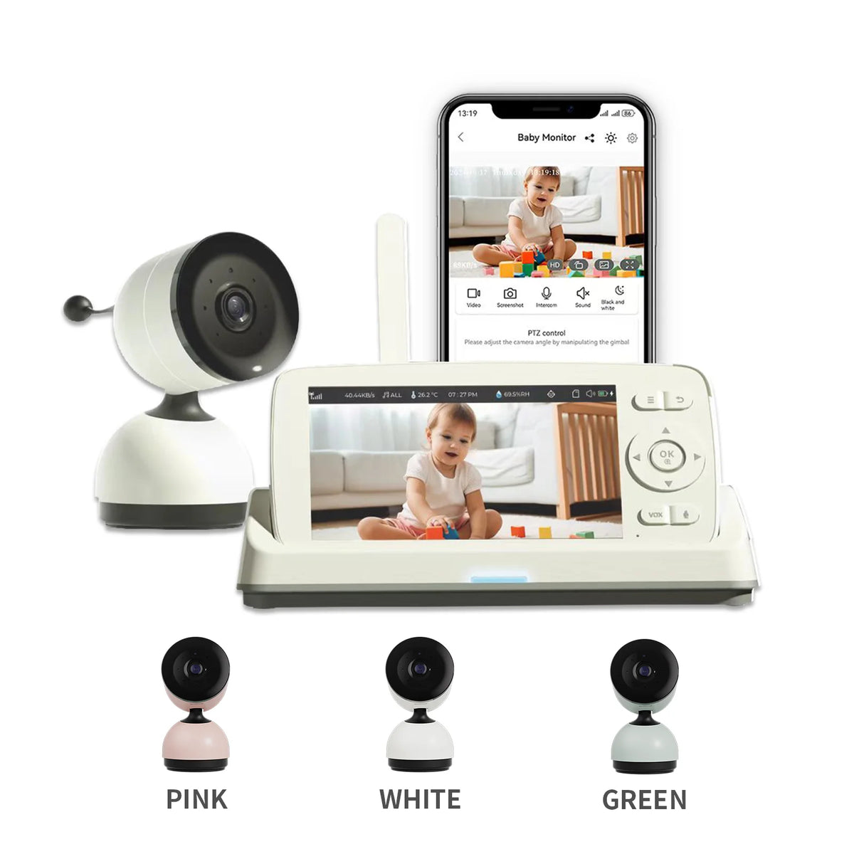 Wireless 5″ Baby Monitor 2MP PTZ Intercom Video Camera