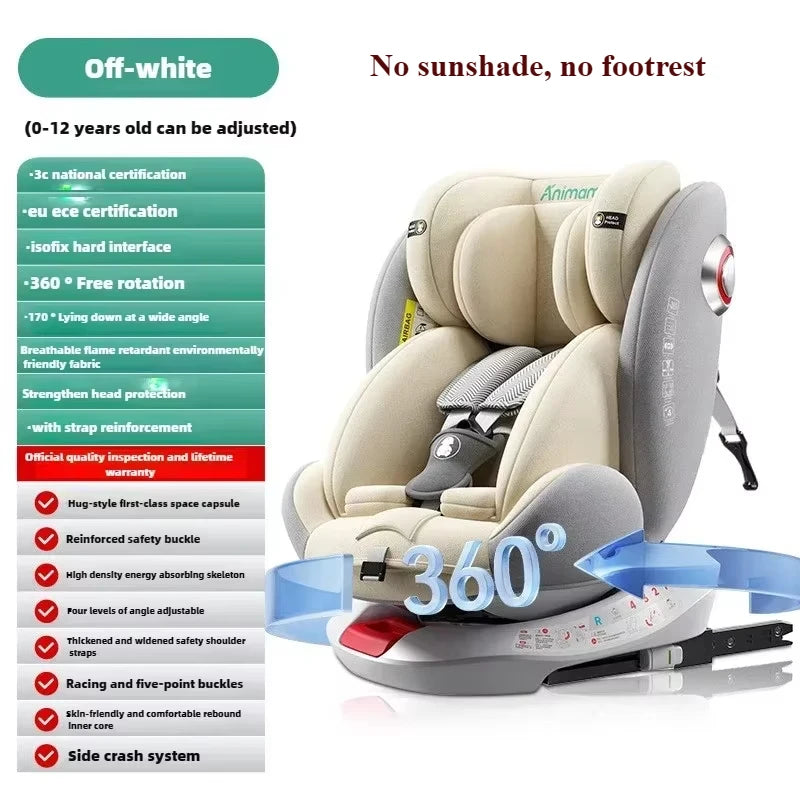 Universal Baby Car Seat | Safe ISOFIX, Rotates 360°, Age 0-12Y