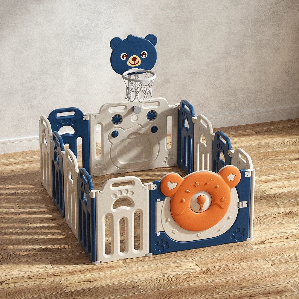 Foldable Baby Playpen – Safe Indoor Plastic Fence with Gate