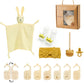Newborn Bath Gift Set – Cotton Blanket, Milestone Cards & Rattle