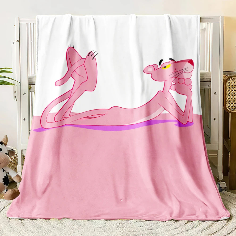 MINISO Pink Panther Flannel Blanket Suitable for Bedroom, Iving Room,sofa,student Nap,office Nap,camping Trip,children's Gift