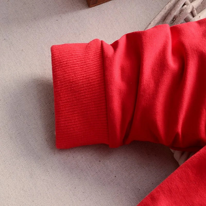 Ensemble 2 pièces pour bébé : manches longues, pantalon à rayures verticales uni avec grande poche.