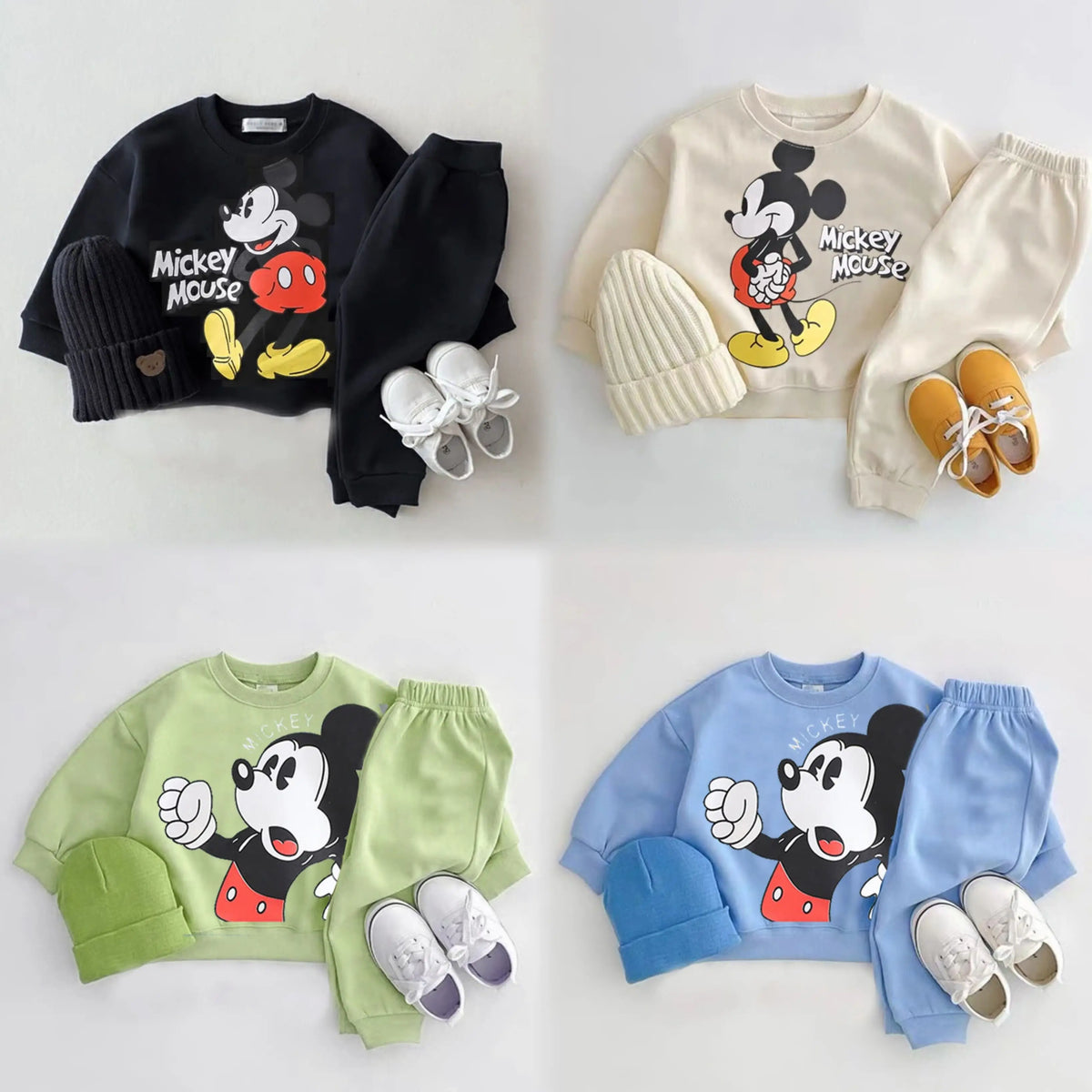 Mickey Print 2-Piece Set – Kids Cartoon Long Sleeve Top & Sweatpants