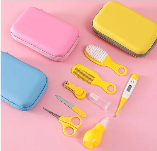 Ensemble de soins pour bébé 8 pièces – Inhalateur nasal, ciseaux à ongles et sac