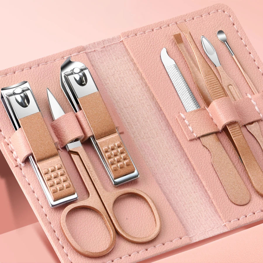 Kit de coupe-ongles portable en acier inoxydable 7 pièces – Outils de manucure