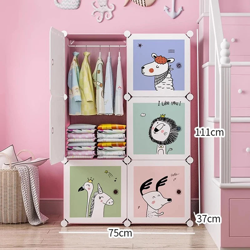 Armoire enfant en plastique – Étagères cubiques et rangement pour vêtements