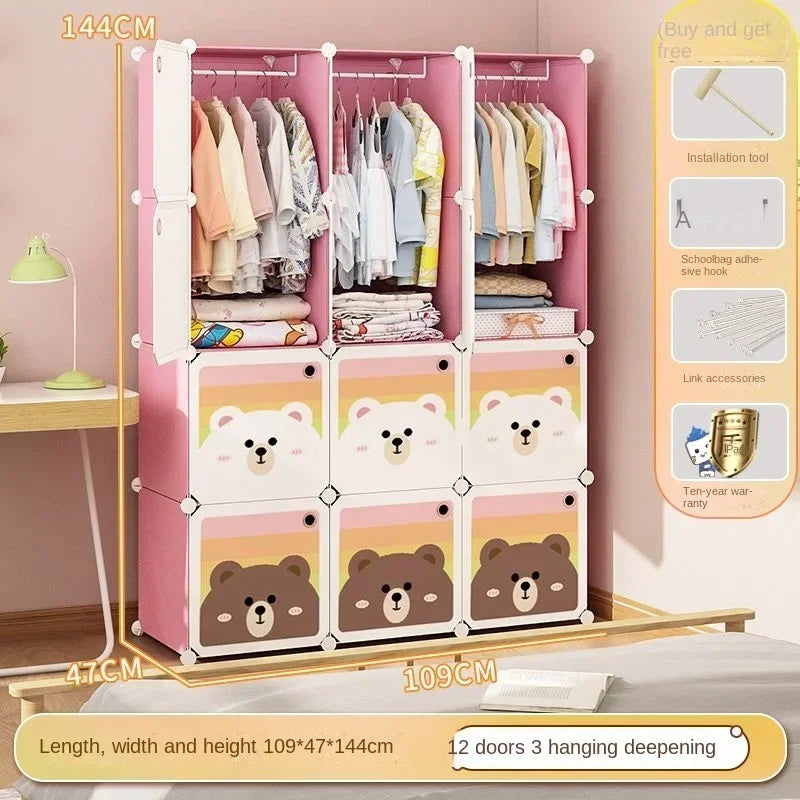 Armoire pliable pour enfants – Rangement en cubes entièrement fermé