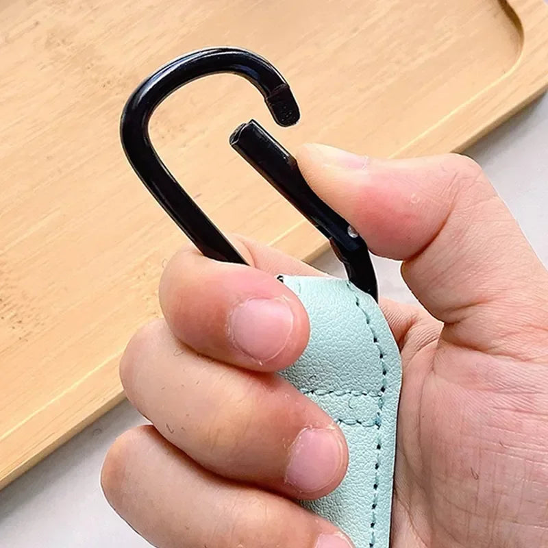 1–2PCS Rotatable PU Leather Stroller Hooks – 360° Pram Organizer
